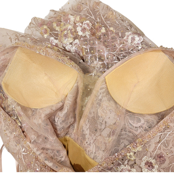 Mac Duggal 67481 Rose Pink Floral 0 Long Gown Dress Embellished Plunge Neck 233 - Picture 8 of 10